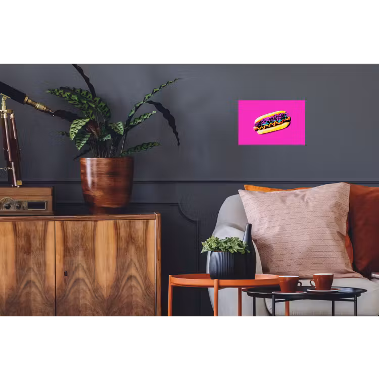 Hotdog - Roze - Retro Muursticker klein -kamerbank
