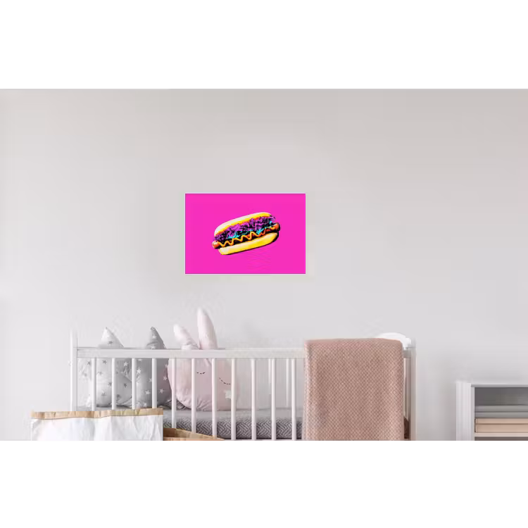 Hotdog - Roze - Retro Muursticker klein -kinderkamer