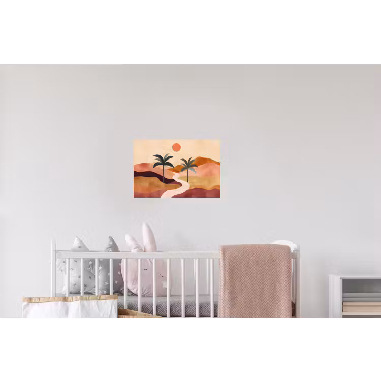 Heuvels - Palmbomen - Abstract Muursticker klein -kinderkamer