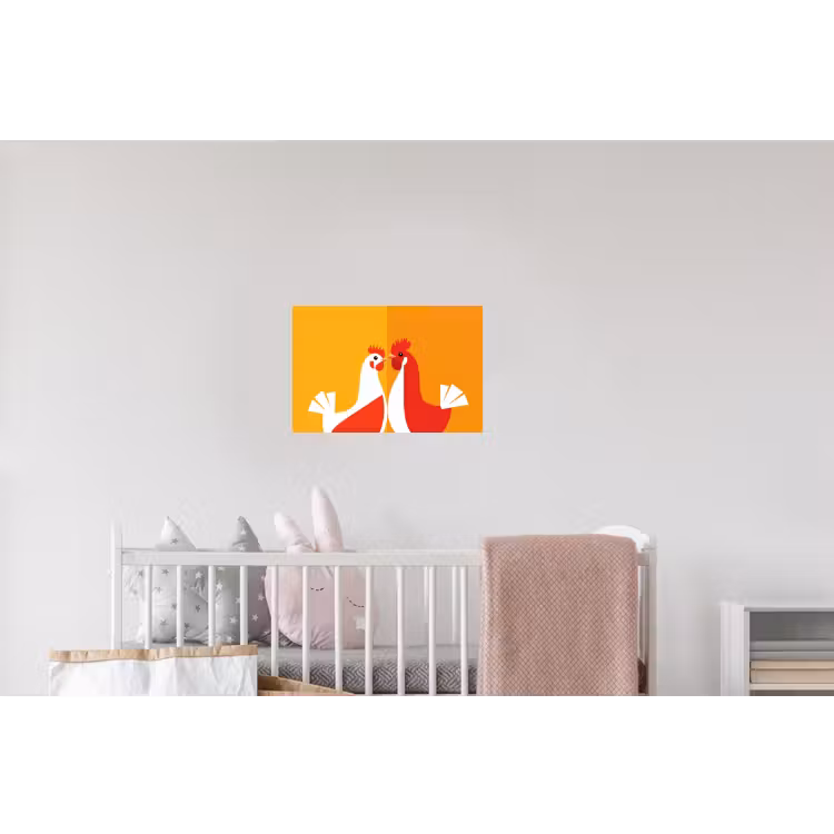 Kippen - Oranje - Vlakken Muursticker klein -kinderkamer
