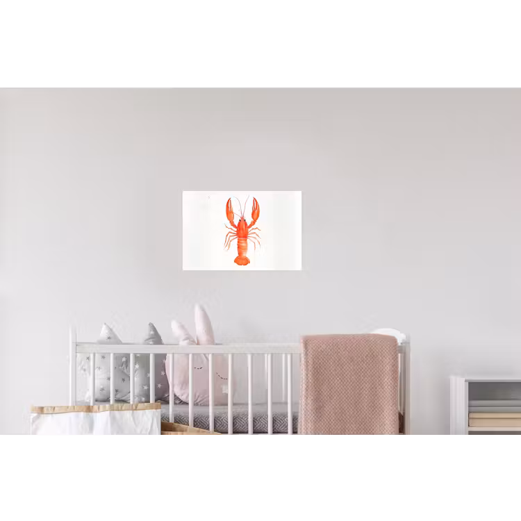 Kreeft - Waterverf - Aquarel - Oranje Muursticker klein -kinderkamer