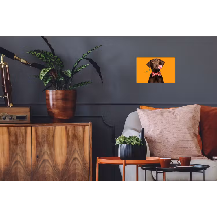 Hond - Oranje - Roos - Valentijn Muursticker klein -kamerbank