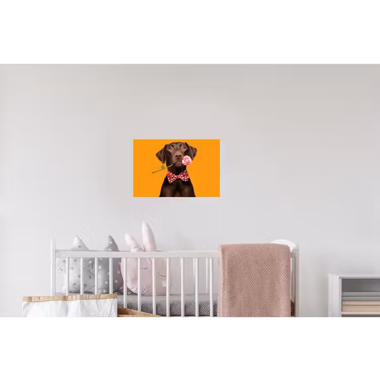 Hond - Oranje - Roos - Valentijn Muursticker klein -kinderkamer