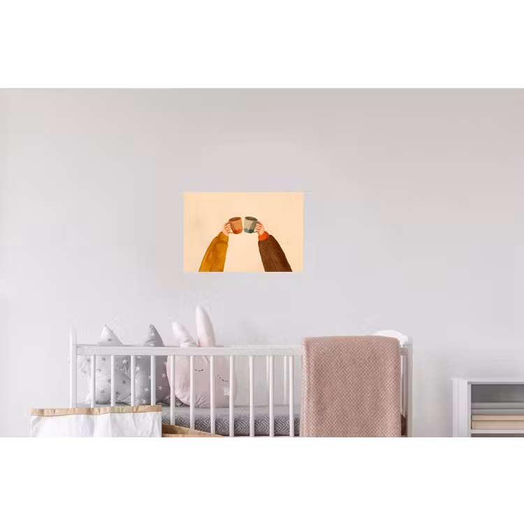 Illustratie - Mokken - Proosten - Bruin Muursticker klein -kinderkamer