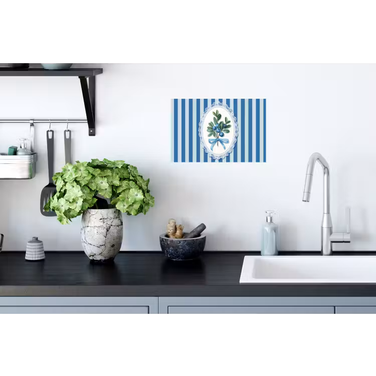 Illustratie - Bessen - Blauw - Strepen Muursticker klein -keuken