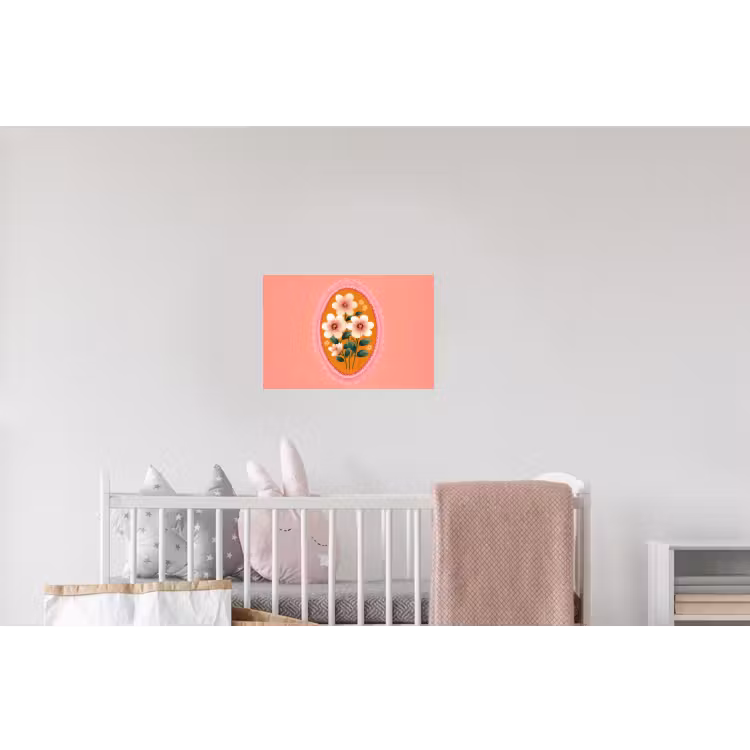 Illustratie - Bloemen - Rand - Roze Muursticker klein -kinderkamer