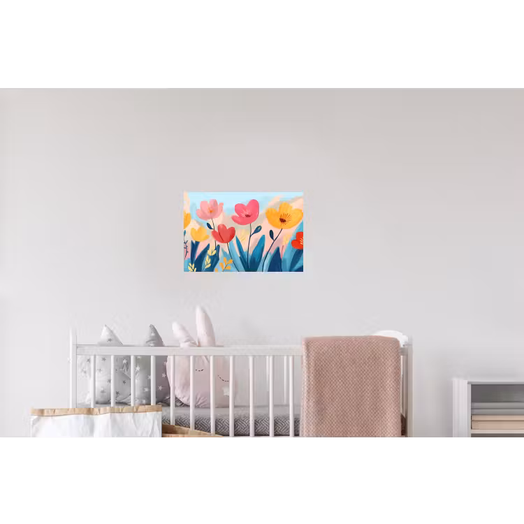 Illustratie - Bloemen - Kleurrijk Muursticker klein -kinderkamer
