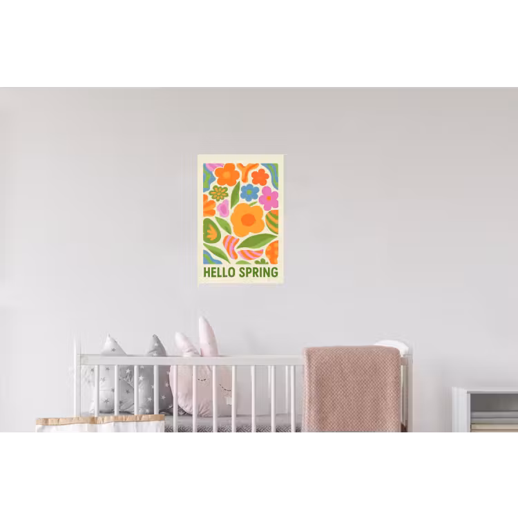 Illustratie - Bloemen - Quote - Kleurrijk Muursticker klein -kinderkamer