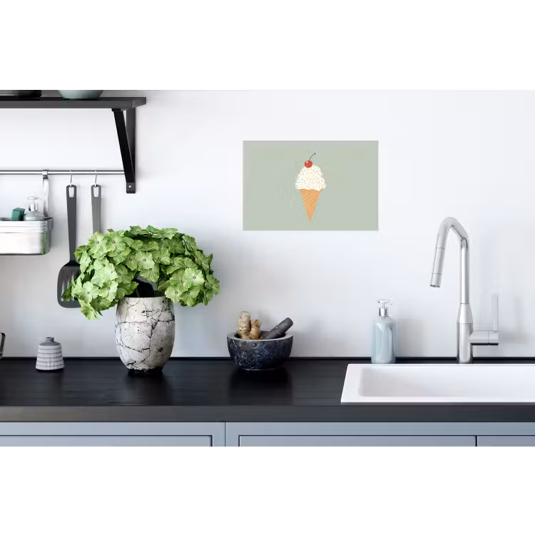 Illustratie - Ijsje - Spikkels - Kers Muursticker klein -keuken