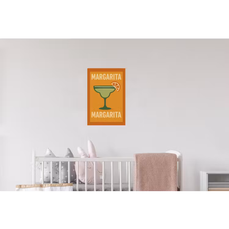 Illustratie - Margarita - Sinaasappelschijf - Oranje Muursticker klein -kinderkamer