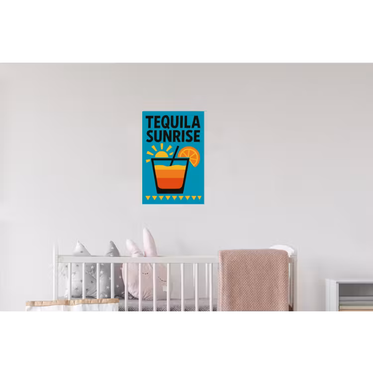 Illustratie - Tequila - Glas - Blauw Muursticker klein -kinderkamer