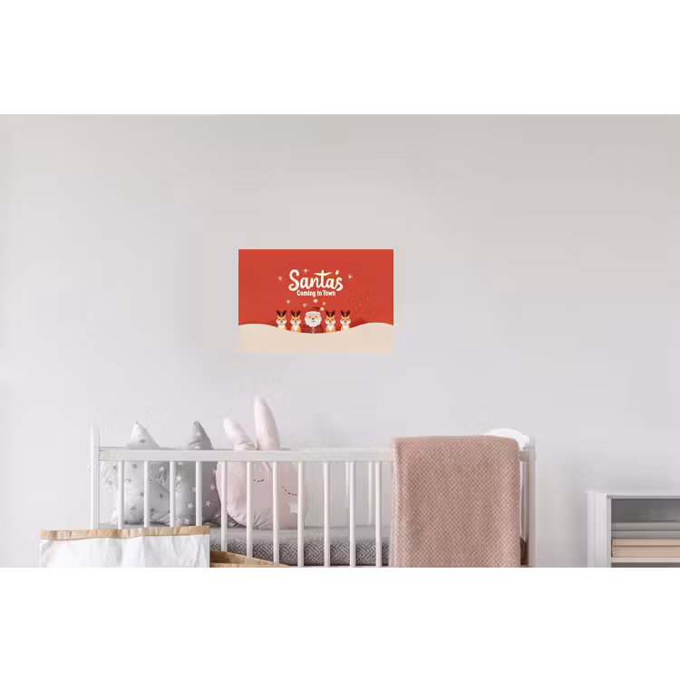 Illustratie - Kerstman - Rendieren - Rood Muursticker klein -kinderkamer