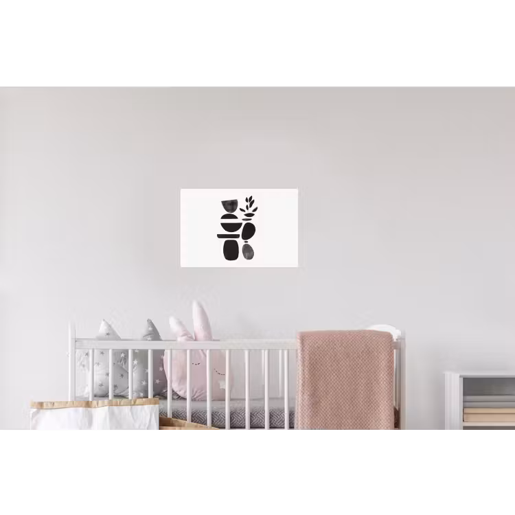 Japandi - Zwart - Abstract Muursticker klein -kinderkamer