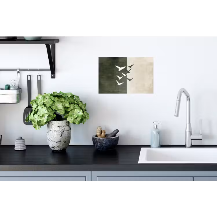 Japandi - Vogel - Groen Muursticker klein -keuken