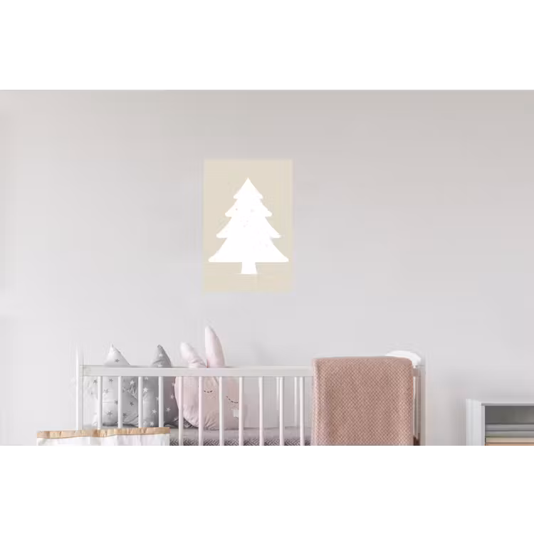 Japandi - Kerstboom - Beige - Kerstversiering Muursticker klein -kinderkamer