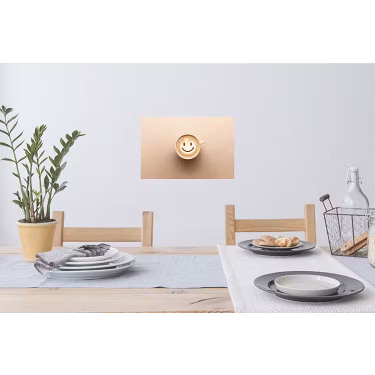 Koffie - Melkschuim - Lach - Beige Muursticker klein -eettafel