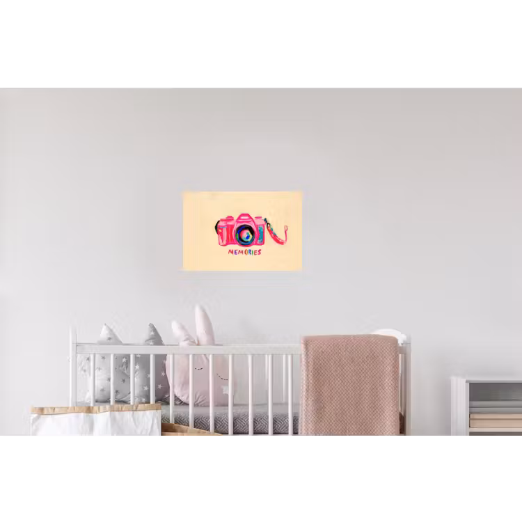Camera - Memories - Roze - Geschilderd Muursticker klein -kinderkamer