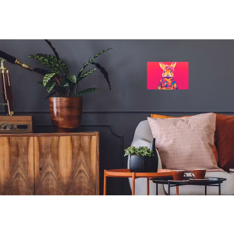 Konijn - Bloemen - Kleurrijk - Kimono Muursticker klein -kamerbank