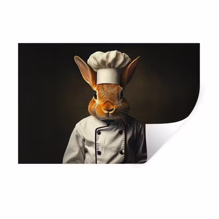 Konijn - Kok - Dier Muursticker klein -3d