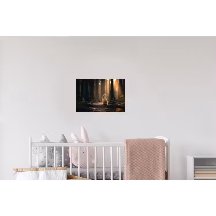 Konijn - Bos - Zonnestralen Muursticker klein -kinderkamer