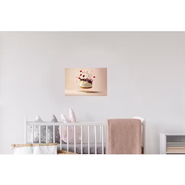 Cheesecake - Eten - Roze - Taart Muursticker klein -kinderkamer