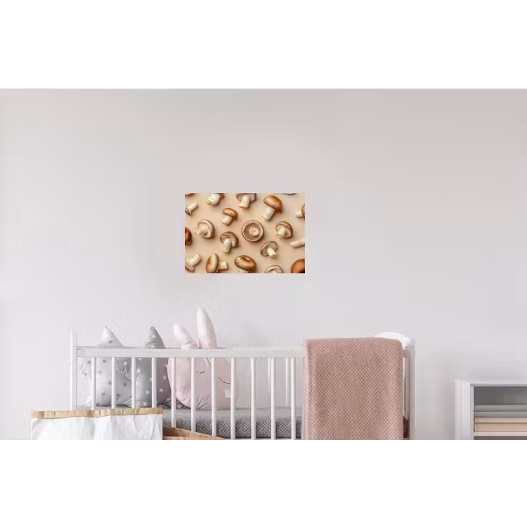 Kastanje Champignons - Beige Muursticker klein -kinderkamer