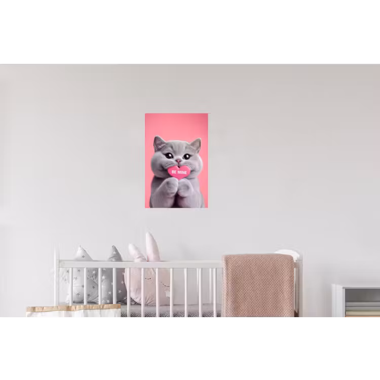 Kat - Valentijn - Roze - Liefde Muursticker klein -kinderkamer