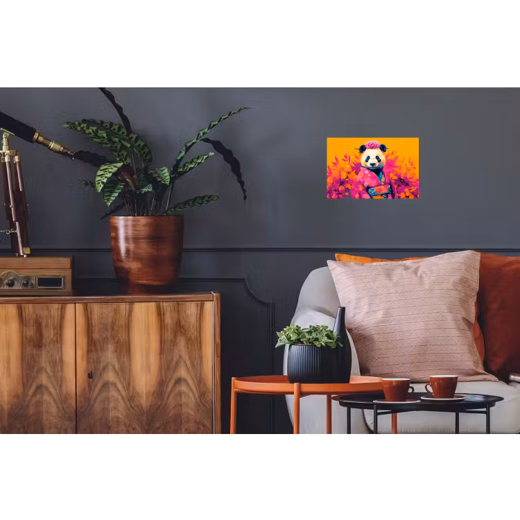 Kimono - Roze - Panda - Bloemenkroon Muursticker klein -kamerbank