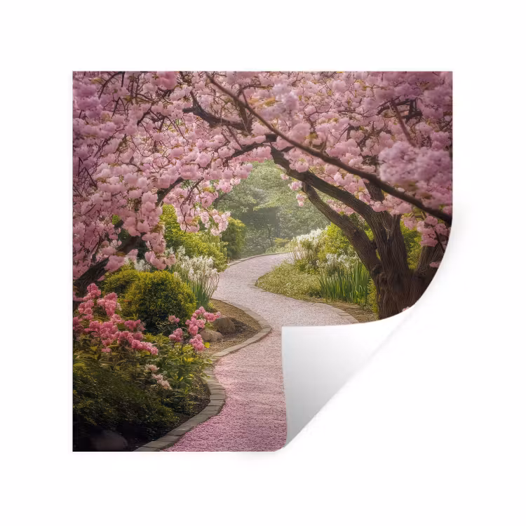 Kersenbloesem - Natuur - Sakura - Pad - Japanse tuin Muursticker klein -3d