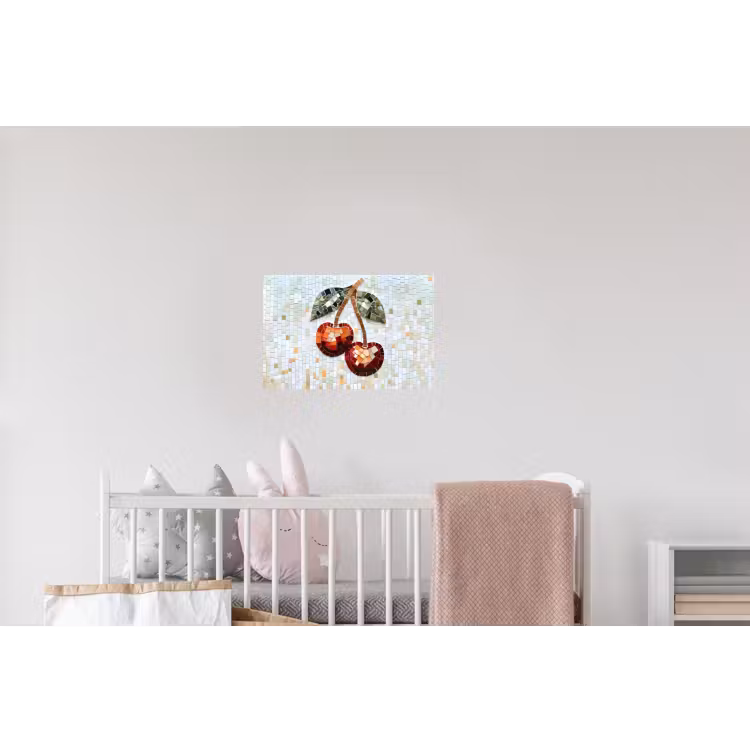 Kersen - Rood - Mozaïek - Blaadjes Muursticker klein -kinderkamer