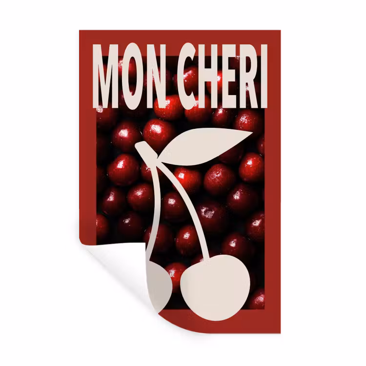 Kersen - Illustratie - Rood Muursticker klein -3d