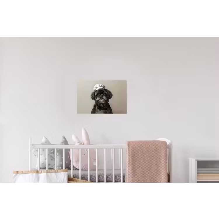 Kokskleding - Zwart - Hondje Muursticker klein -kinderkamer