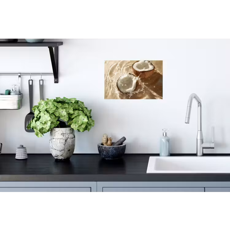 Kokosnoot - Water - Beige - Spetters Muursticker klein -keuken