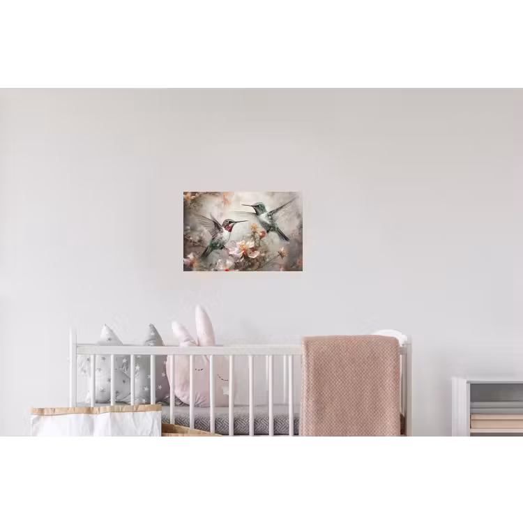 Kolibrie - Vogels - Bloemen - Planten Muursticker klein -kinderkamer