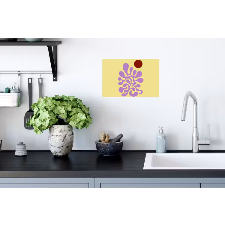 Koraal - Cirkel - Abstract - Geel Muursticker klein -keuken