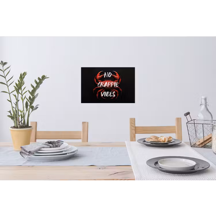 Krab - Rood - Tekst - Zwart Muursticker klein -eettafel