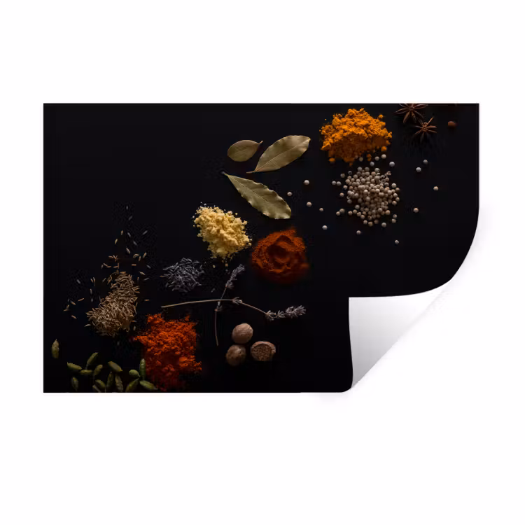 Kruiden - Zwart - Specerijen - Keuken - Koken Muursticker klein -3d