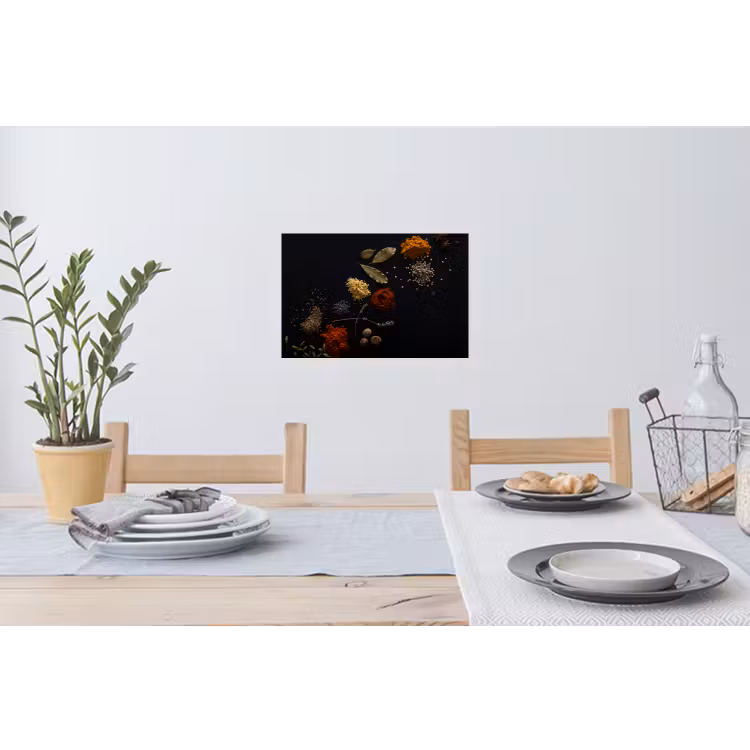 Kruiden - Zwart - Specerijen - Keuken - Koken Muursticker klein -eettafel