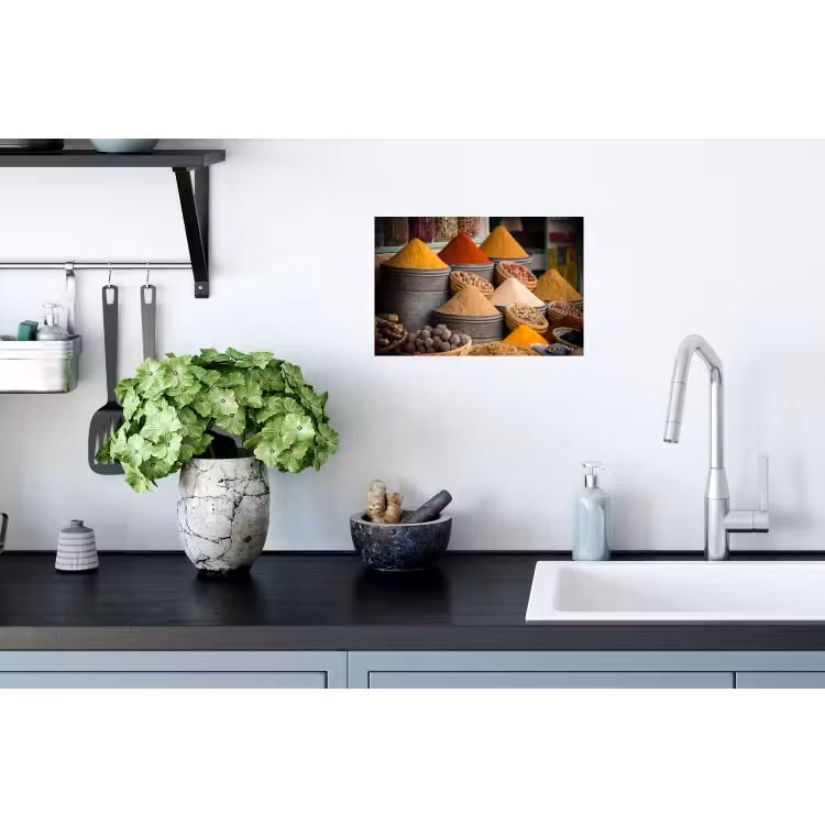 Kruiden - Ton - Specerijen - Geel - Bruin Muursticker klein -keuken