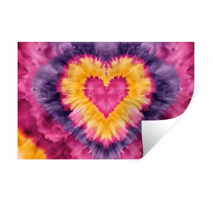 Tie dye - Hartvorm - Vlammen - Oranje Muursticker klein -3d