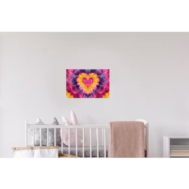 Tie dye - Hartvorm - Vlammen - Oranje Muursticker klein -kinderkamer
