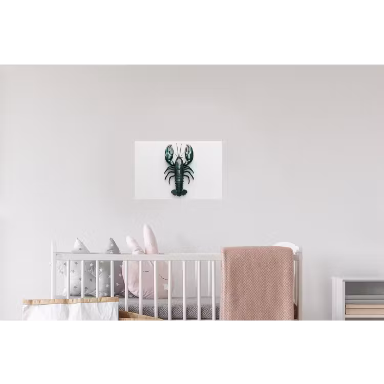 Kreeft - Glossier - Groen - Wit Muursticker klein -kinderkamer
