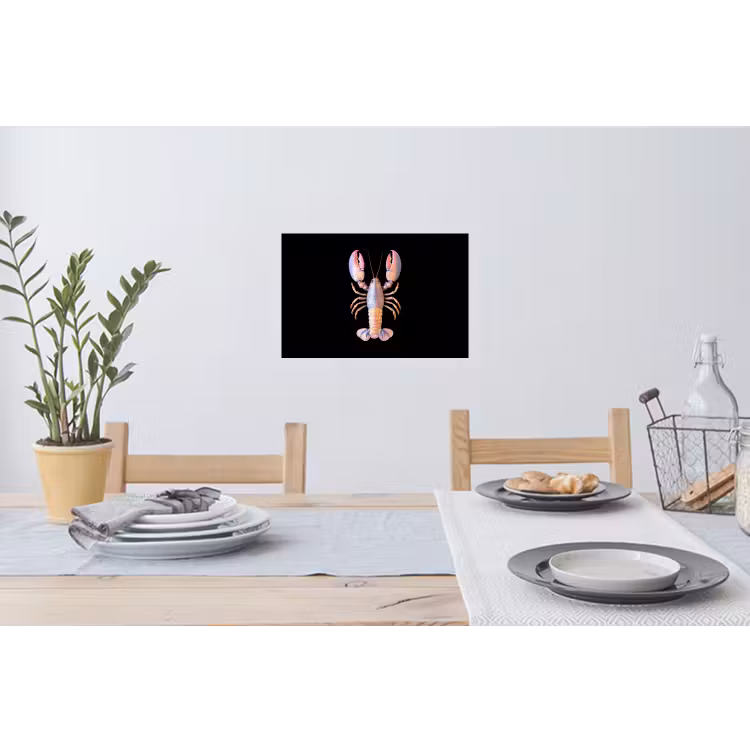 Kreeft - Roze - Zacht - Zwart Muursticker klein -eettafel
