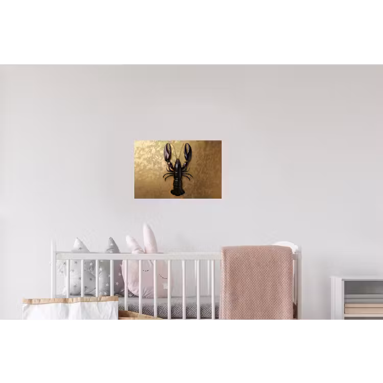 Kreeft - Zwart - Goud - Luxe Muursticker klein -kinderkamer