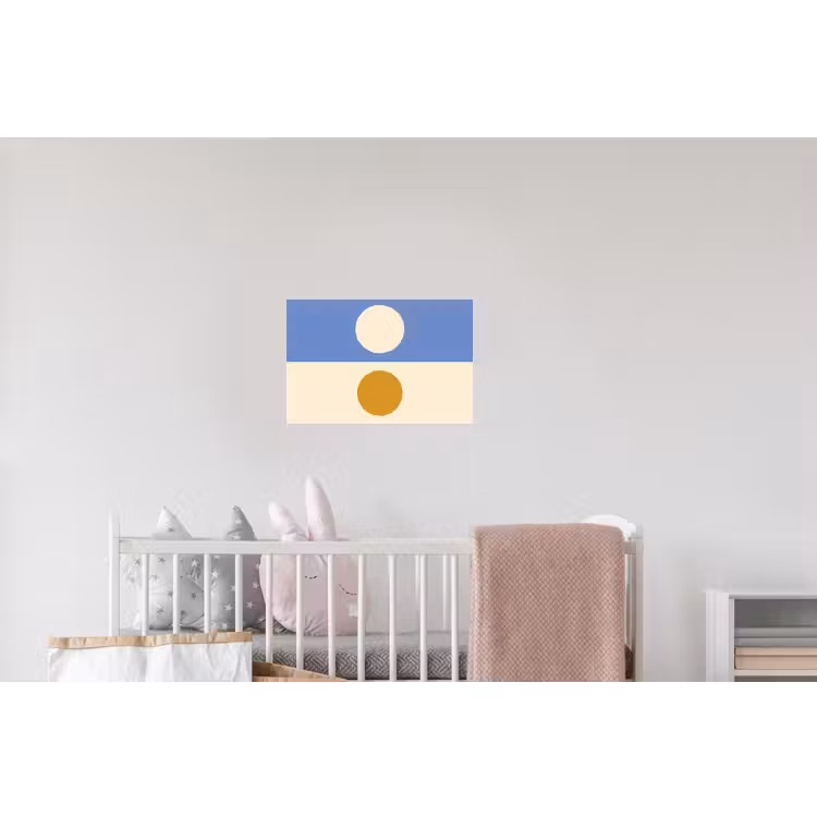 Cirkels - Symmetrisch - Wit - Blauw- Geel Muursticker klein -kinderkamer