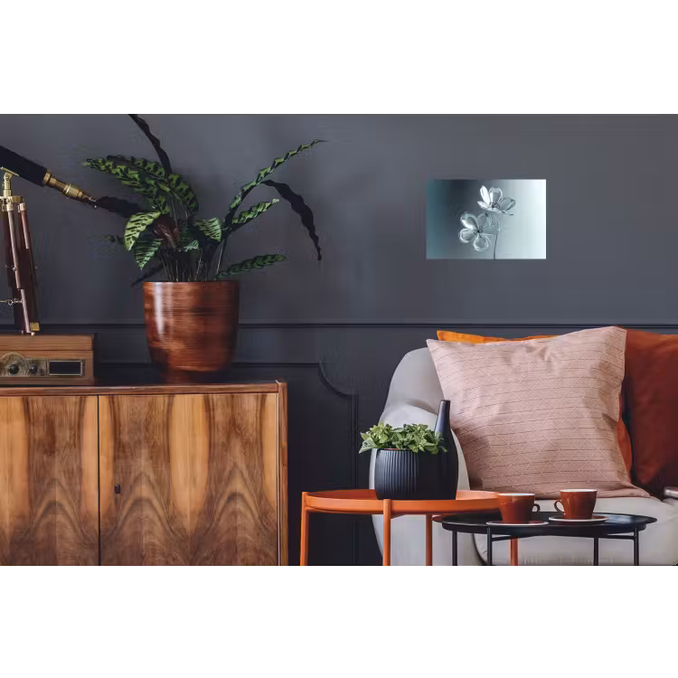 Kristal - Bloemen - Grijs Muursticker klein -kamerbank