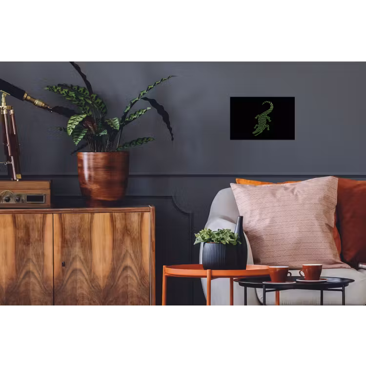 Krokodil - Groen - Tijgerachtig - Strepen Muursticker klein -kamerbank
