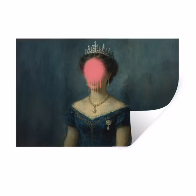 Kroon - Roze druipend verf - Portret Muursticker klein -3d
