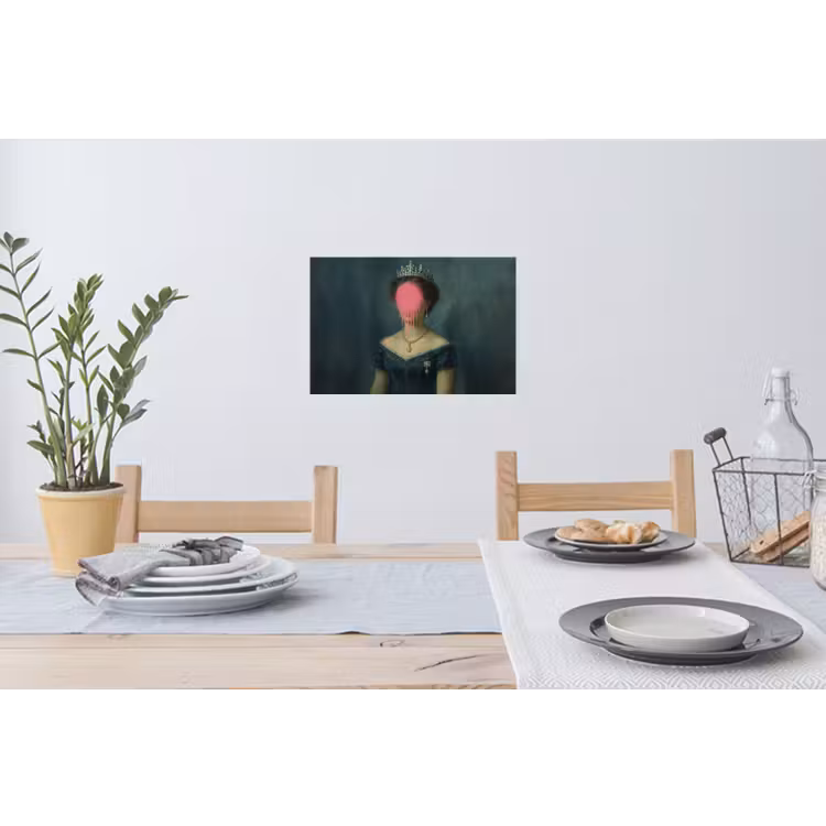 Kroon - Roze druipend verf - Portret Muursticker klein -eettafel
