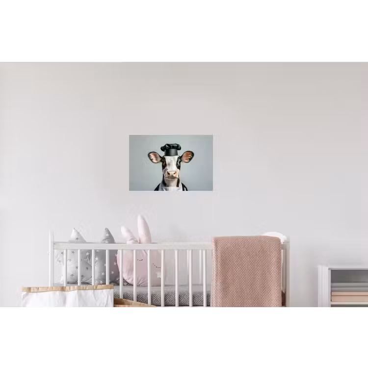 Koe - Zwart - Wit - Kok Muursticker klein -kinderkamer